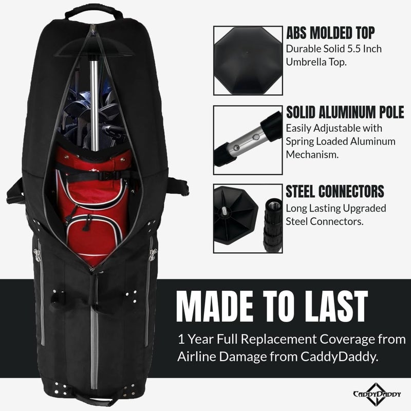 CaddyDaddy North Pole Golf Club Protector Travel Support Arm | August 2024 - New Upgraded Model Stronger Attachment Mechanism, Custom ABS Molds & Improved Impact Stress Points | 1 Year Full Replacement Coverage - Image 5